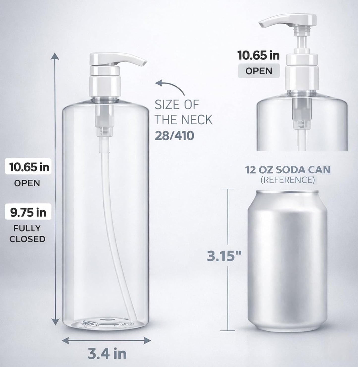 32-Ounce BPA-Free Pump Bottle - Clear Plastic Container for Shampoo, Conditioner & Lotion | 1-Liter Size