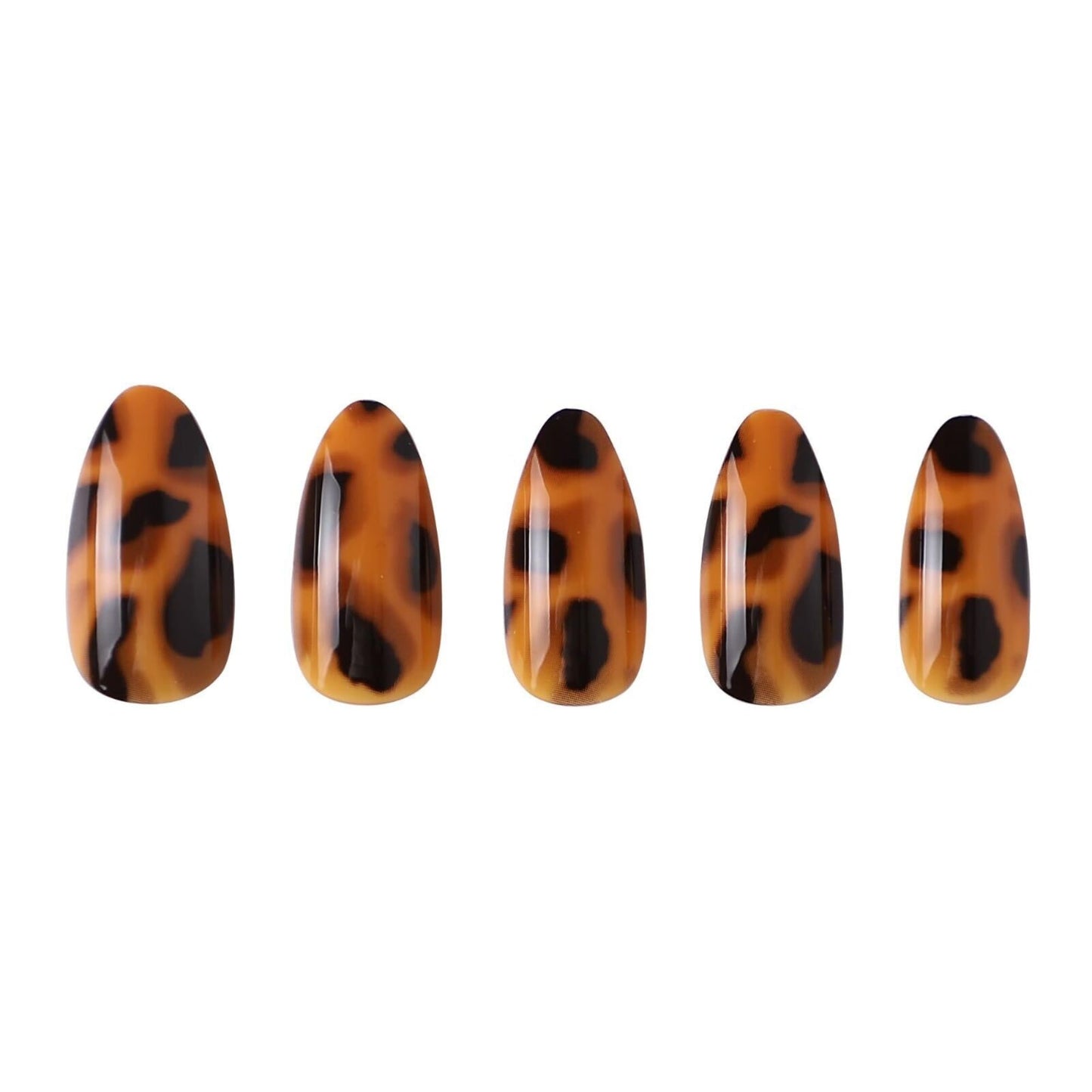 PaintLab Tortoise Shell Press On Nails Almond - Medium Tortie Brown, 30 Nails in 15 Sizes with Glue, Reusable Salon Quality Nail Press Ons