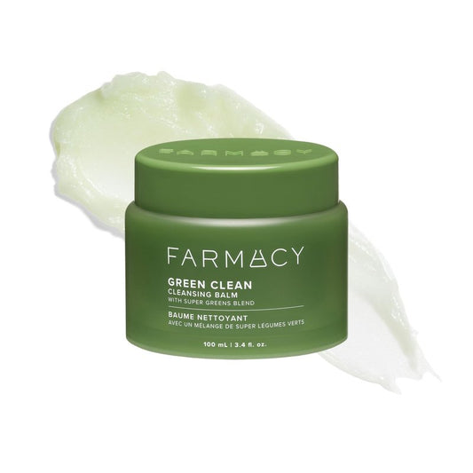 Farmacy Makeup Remover Cleansing Balm - Green Clean Waterproof Makeup Remover Balm + Oil Cleanser for Face - Gently Melts Make Up + SPF - Hydrates + Softens Skin with Super Greens + Papaya (100ml)