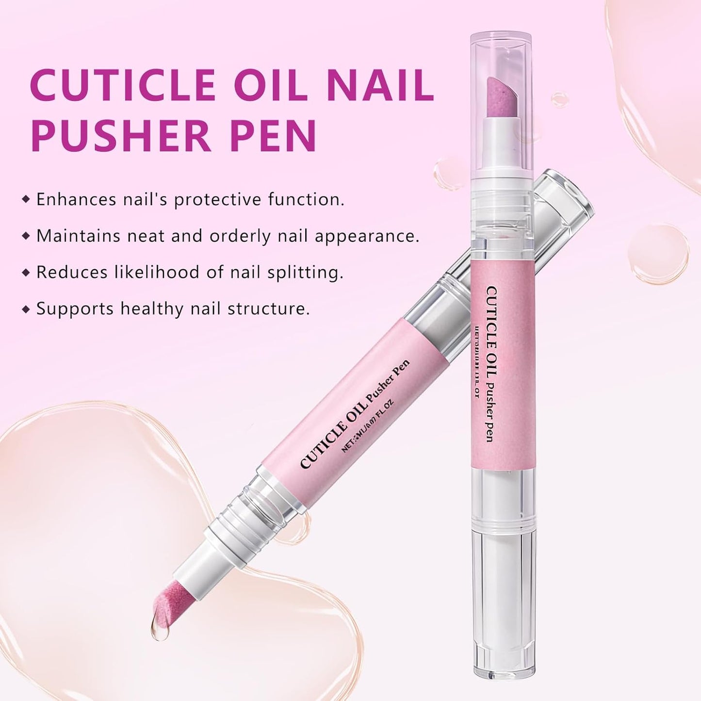 Ceramic Cuticle Oil Pusher Pen - 4-in-1 Nail Care Remover with Micro-Dosing Oil | Moisturize & Brighten Dry Nails (1PC)