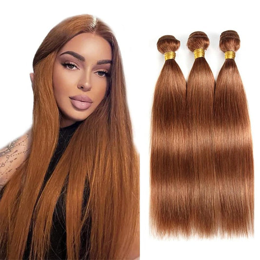 Color 30 Bundles Human Hair Light Brown Straight Bundle 28 30 32 inch Peruvian Grade 8A Virgin Hair 3 Bundles 30 Honey Brown Bundle 330g