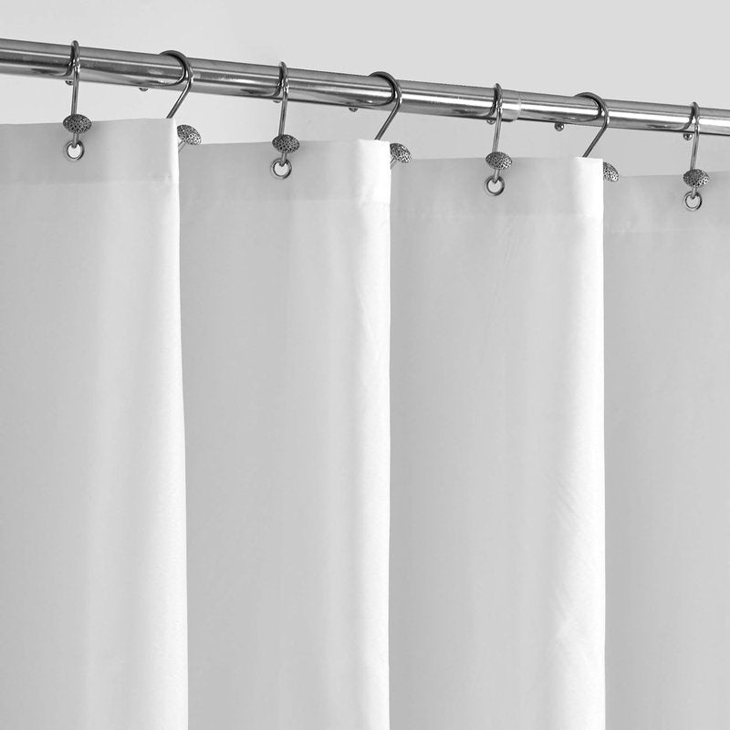 Waterproof Fabric Shower Curtain Liner - Soft Hotel Quality, Lightweight & Machine Washable | Standard Size 72x72, White