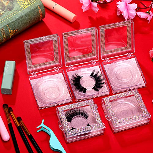 Blulu 12 Pcs Rose Gold Empty Eyelash Boxes Set with Glitter