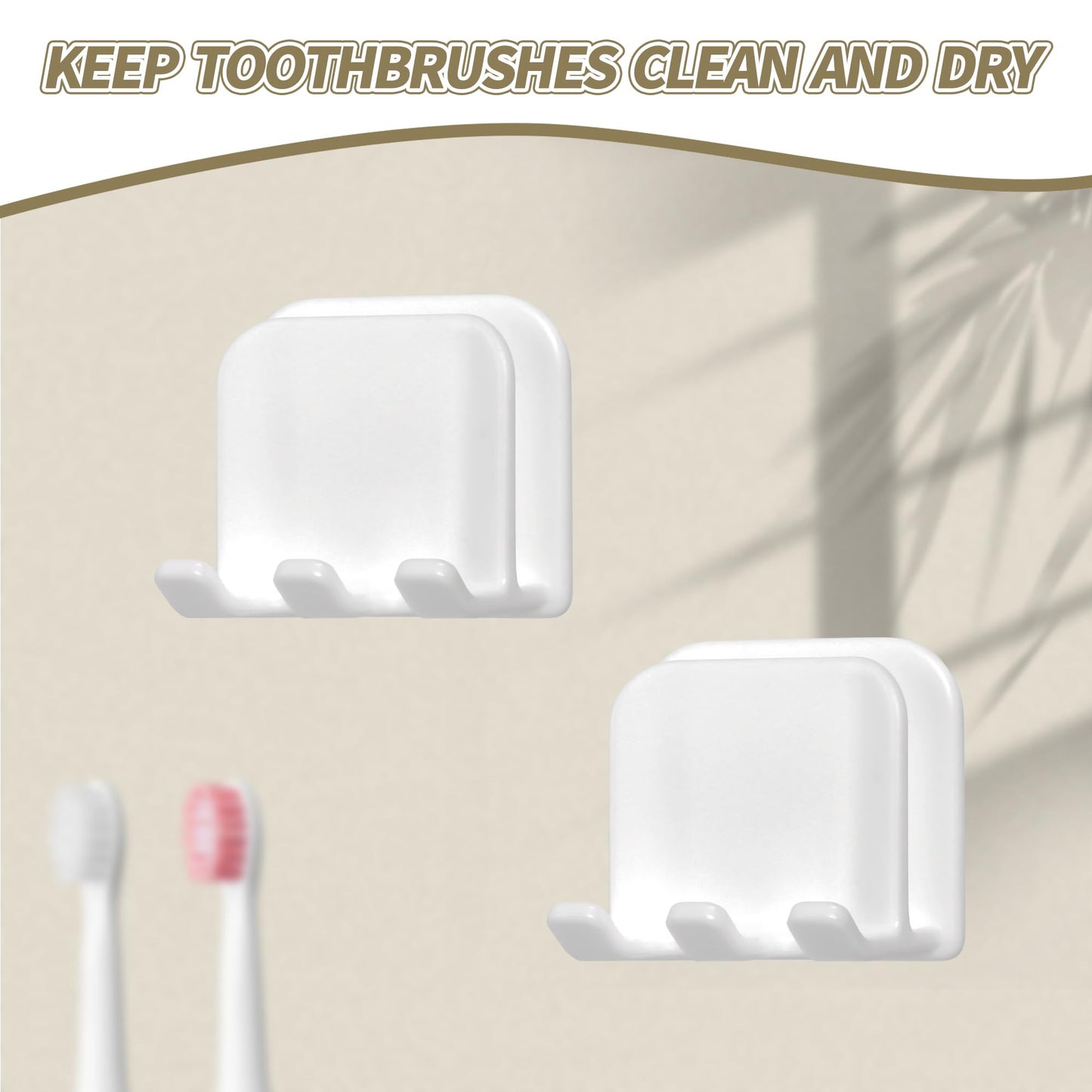 2-Piece Set of White self-Adhesive Wall-Mounted Waterproof Toothbrush Holders, Electric Toothbrush Holder for Bathrooms，Suitable for Bathroom Showers.