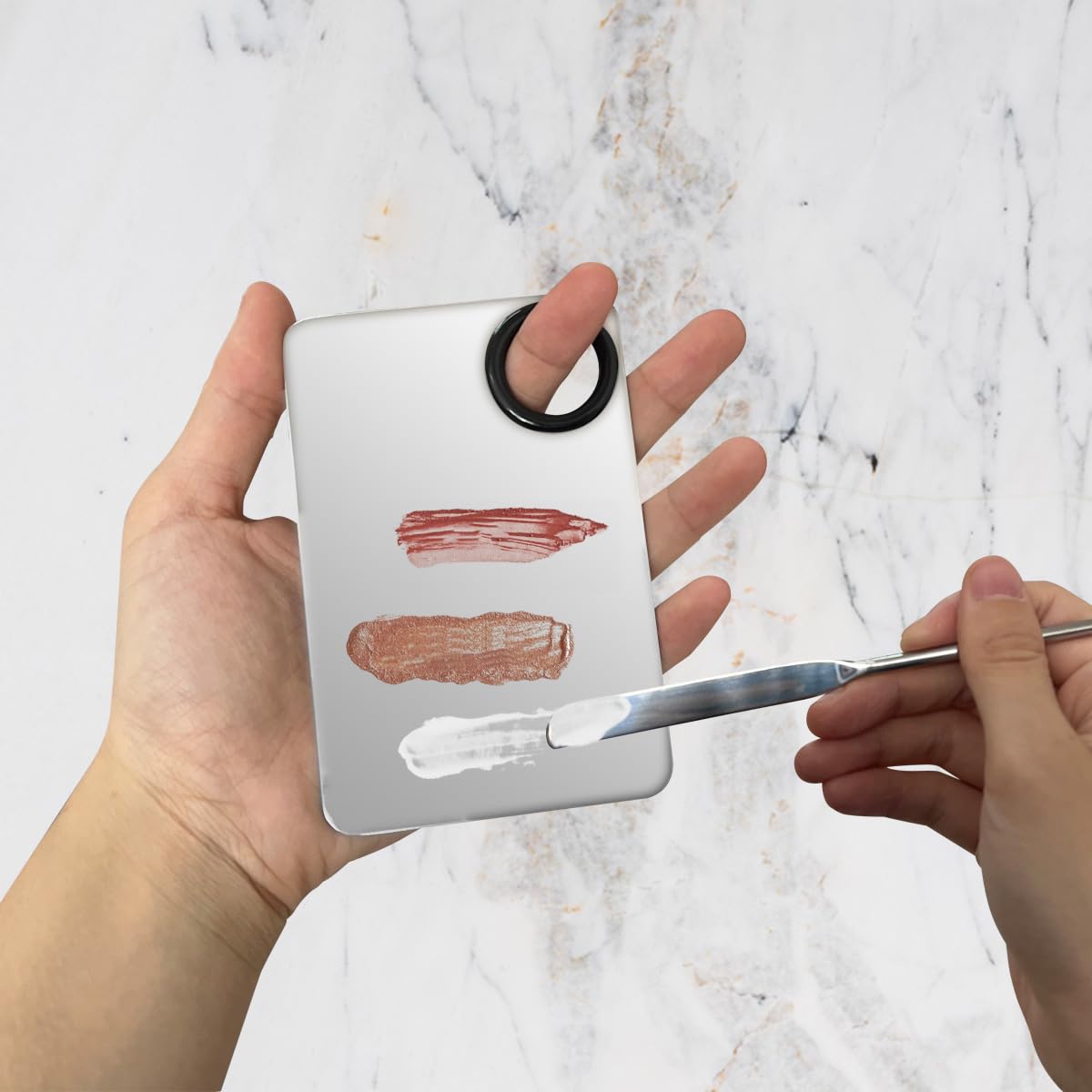 Korean Makeup Spatula Set - Professional Stainless Steel Spatulas & Foundation Palette | Ideal for Flawless Application