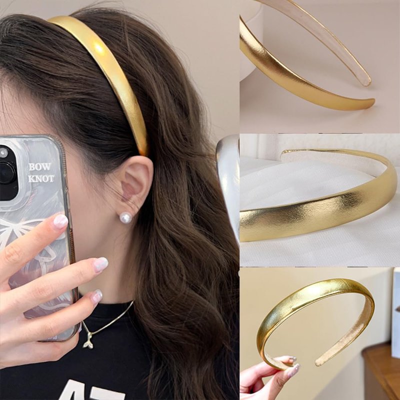 Gold Headband for Women - Satin Hair Band | Cute Accessory for Girls