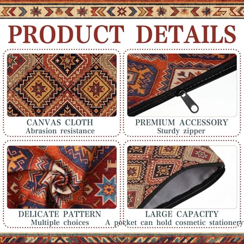 Kilim Cosmetic Bag Set - 9 Vintage Boho Makeup & Toiletry Bags for Women