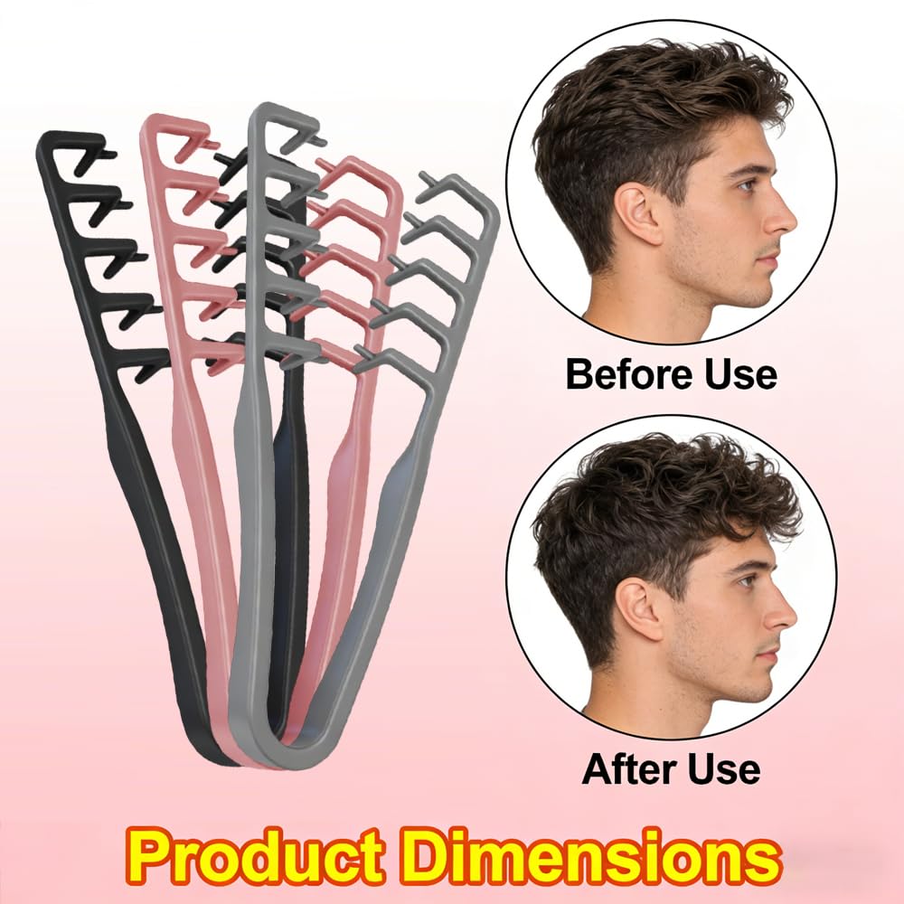 Texture Styling Comb for Men - Voluminous Wide-Toothed Design, ABS Plastic, Textured Grip | Black & Grey