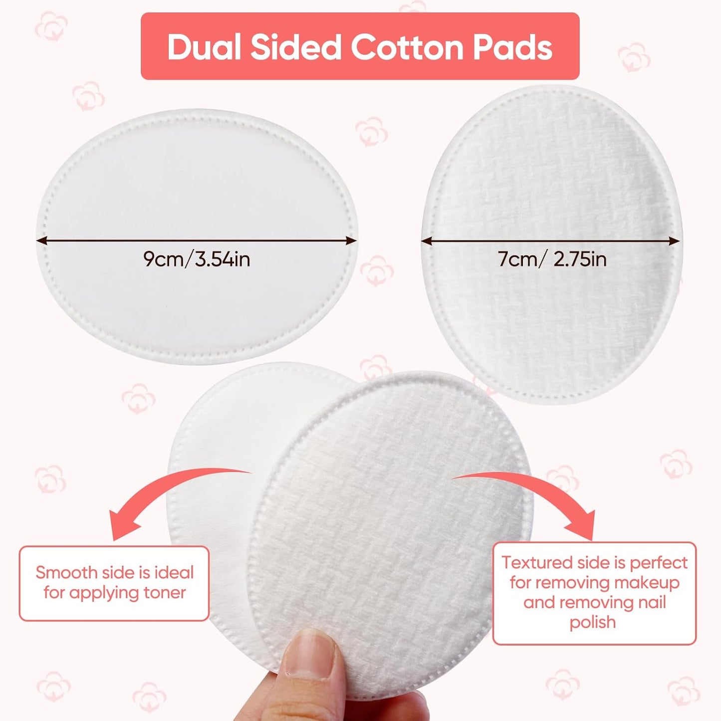 Large Oval Cotton Pads - 70 Count, Lint-Free, Ultra-Soft, Dual Textured for Makeup Removal & Skin Care