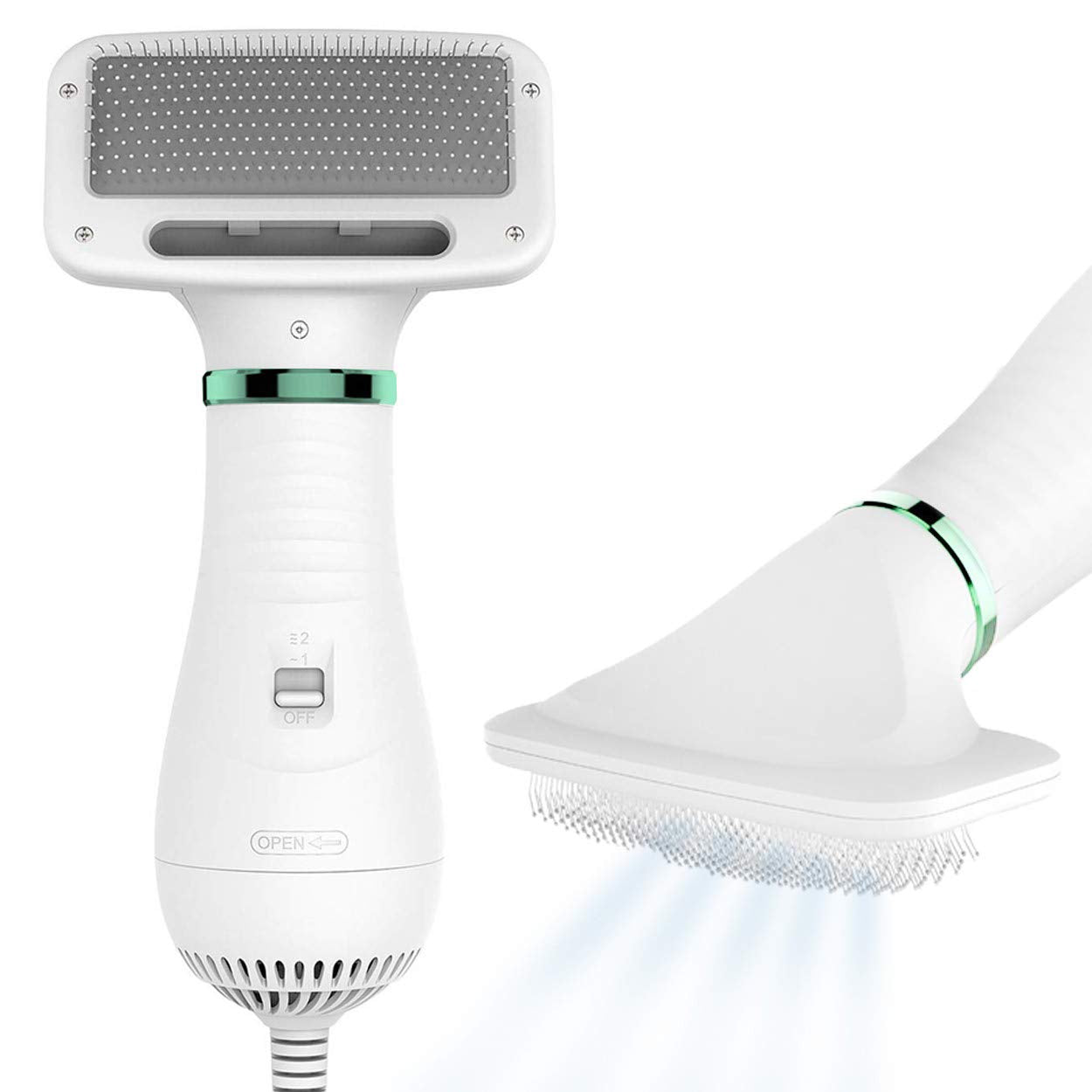 2-in-1 Dog Dryer & Slicker Brush | Pet Hair Dryer for Small Dogs & Cats, 300 Watts, Adjustable Temperature, Overheat Protection