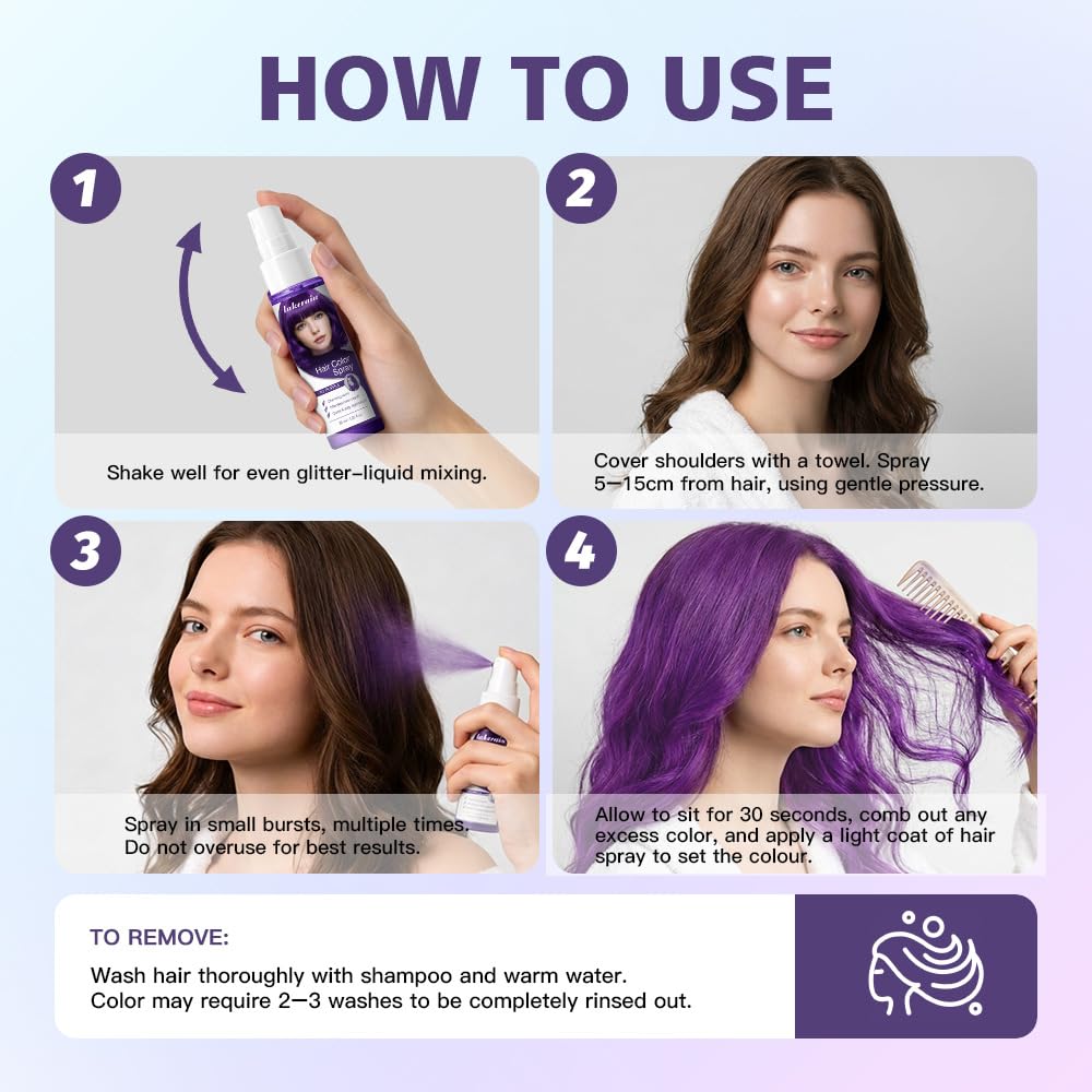Dulele 3 Colors Temporary Hair Color Spray, Root Touch Up Hair Color Spray