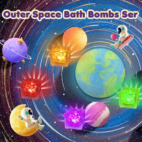 Lisotera Solar System Bath Bombs with Light Up Toys - Kid-Friendly Bubble Fizzies Gift Set