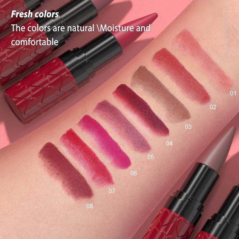 Ruby Dark Red Matte Lipstick & Lip Liner Set - Long Lasting Waterproof | 3 Pcs Combo for Flawless Ombre Effect