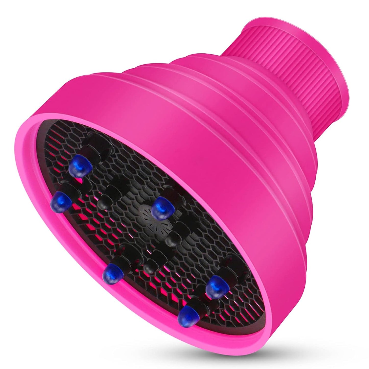 Travel Hair Dryer Diffuser - Collapsible Portable Attachment for Natural Thick Hair | Fits 1.65" to 1.77" Nozzles - Black