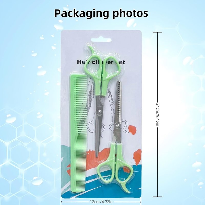Hair Cutting Shears Set - Professional Stainless Steel Shears & Thinning Scissors Kit | 6.7 Inch | Green