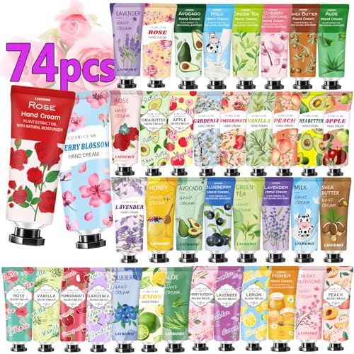 74 Pack Natural Fragrance Hand Cream Set, Moisturizing Travel Size Lotion