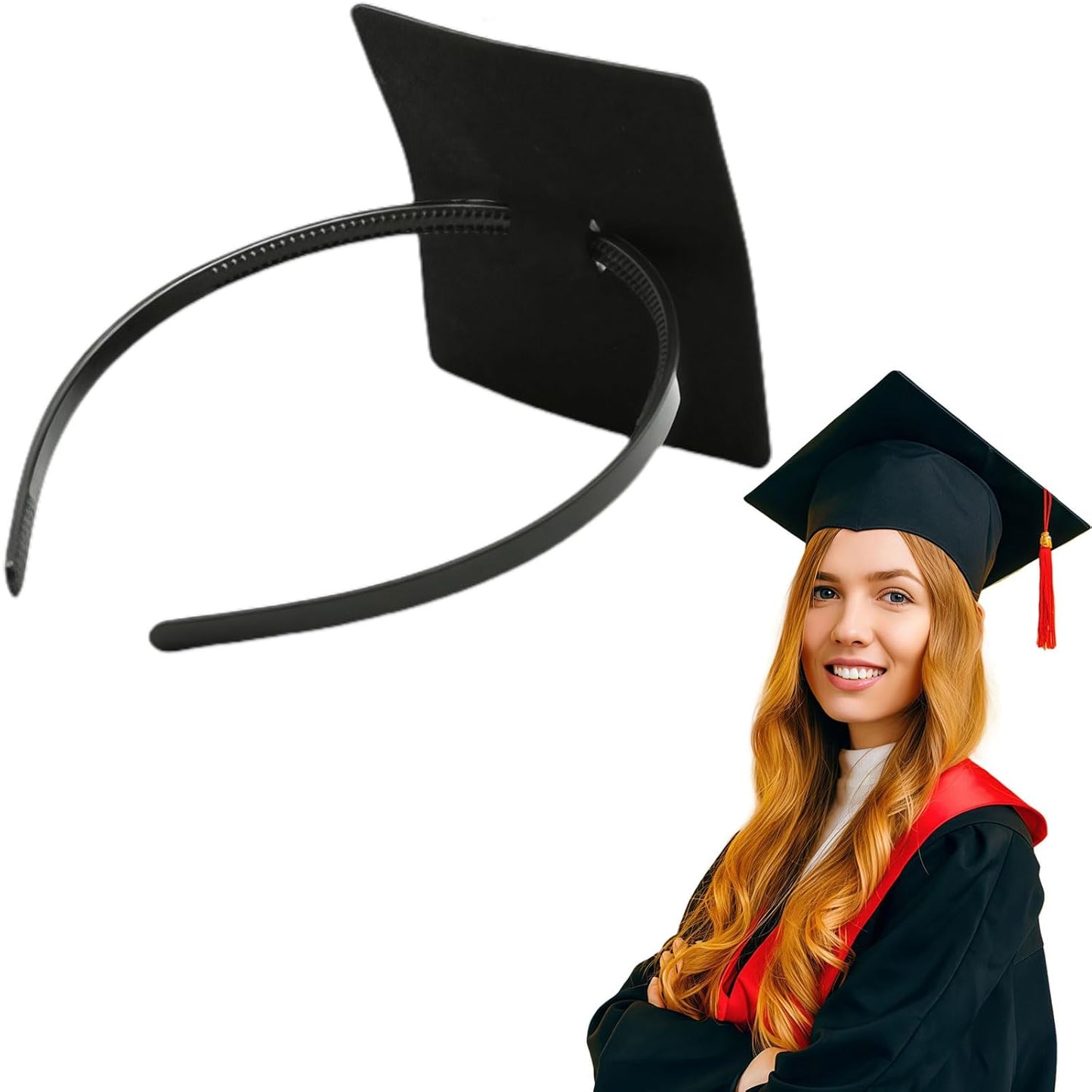 Graduation Cap Headband Insert - Adjustable Anti-Fall Hairband for Secure Hairstyle | Upgraded Design