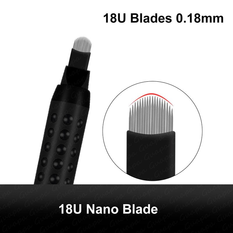 5 Pcs Disposable Microblading Pen Set – Precision Eyebrow Tattoo Tools with Multiple Blade Sizes – Ideal for Permanent Makeup Artists,& Eyebrow Shaping (Black pen - Black Flex-U18-5pcs)
