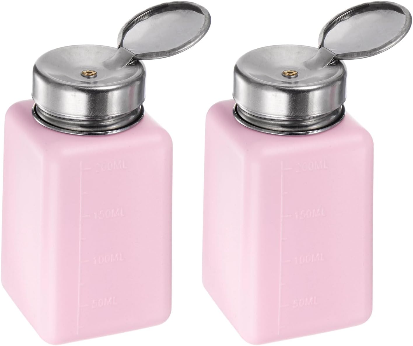 Harfington Alcohol Dispenser Pump Bottles - 200ml Push Down Liquid Dispenser with Sealing Stainless Steel Lid | Pink
