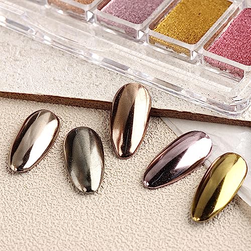 Chrome Nail Powder Palette - 6 Metallic Colors for Nail Art