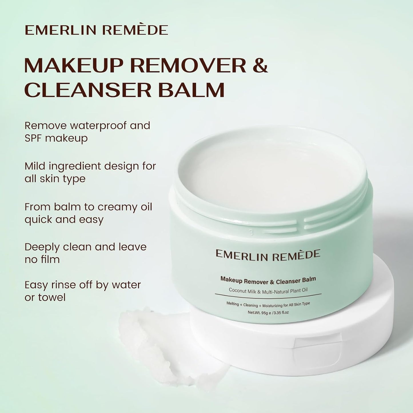 Makeup Remover & Cleanser Balm - Coconut Milk & Natural Oils for All Skin Types | Moisturizing & Melting Formula