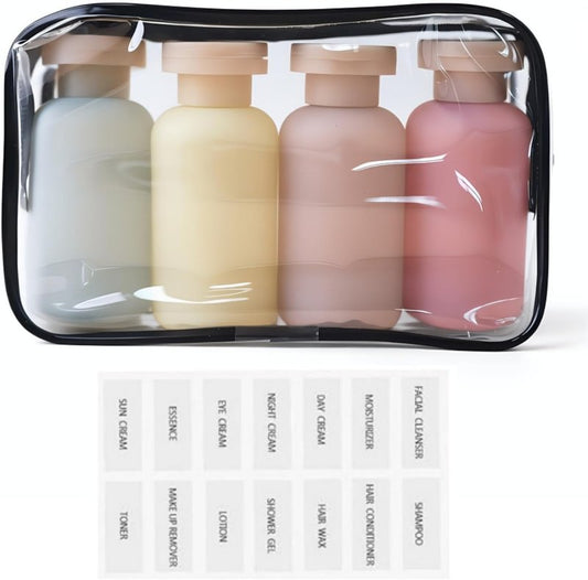 Travel Shampoo Bottles - Leak Proof Reusable Toiletry Containers | 3.4oz, 4-Pack, Garden Series