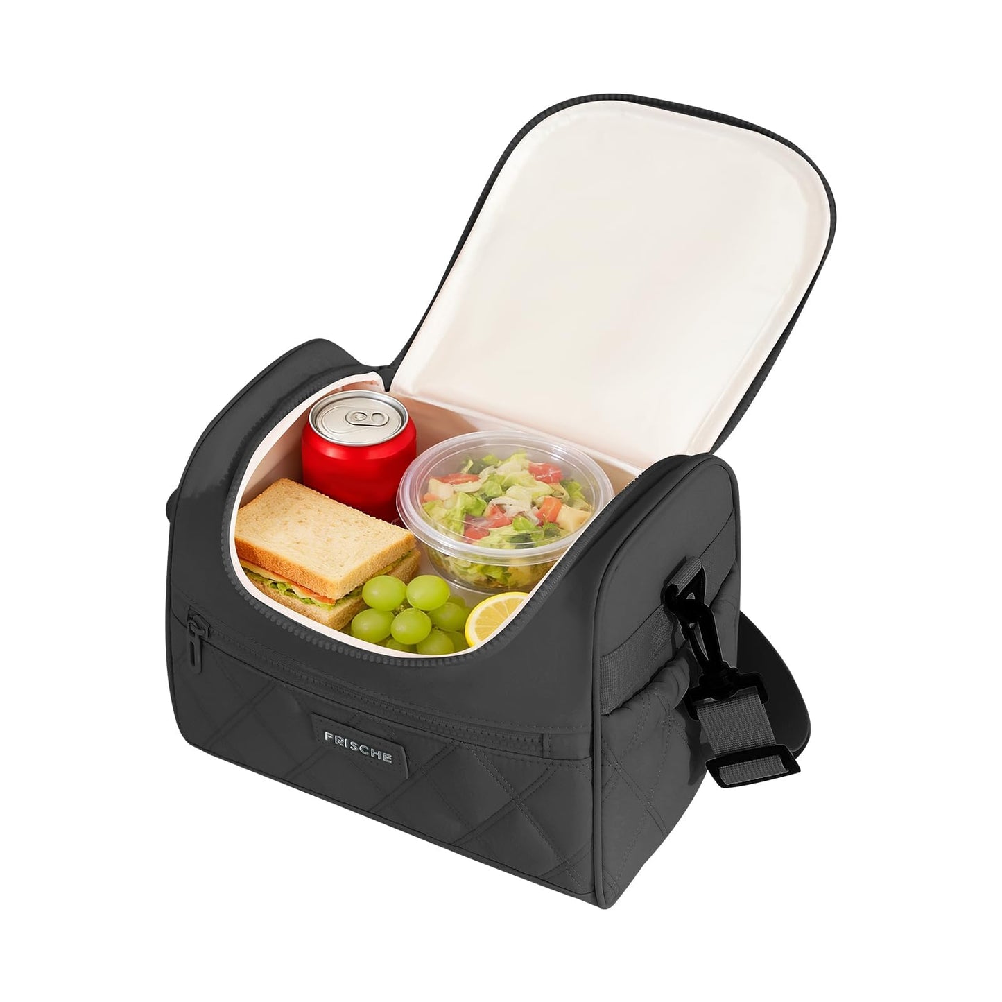SODEER Lunch Bag for Women and Men Leakproof,Insulation Lunch Box,Soft Lunch Cooler with Adjustable Strap for Work Travel,Black