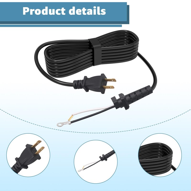 Hair Clippers Cord Replacement for Andis T-Outliner (2-Wire) – Compatible with GO & GTO Models