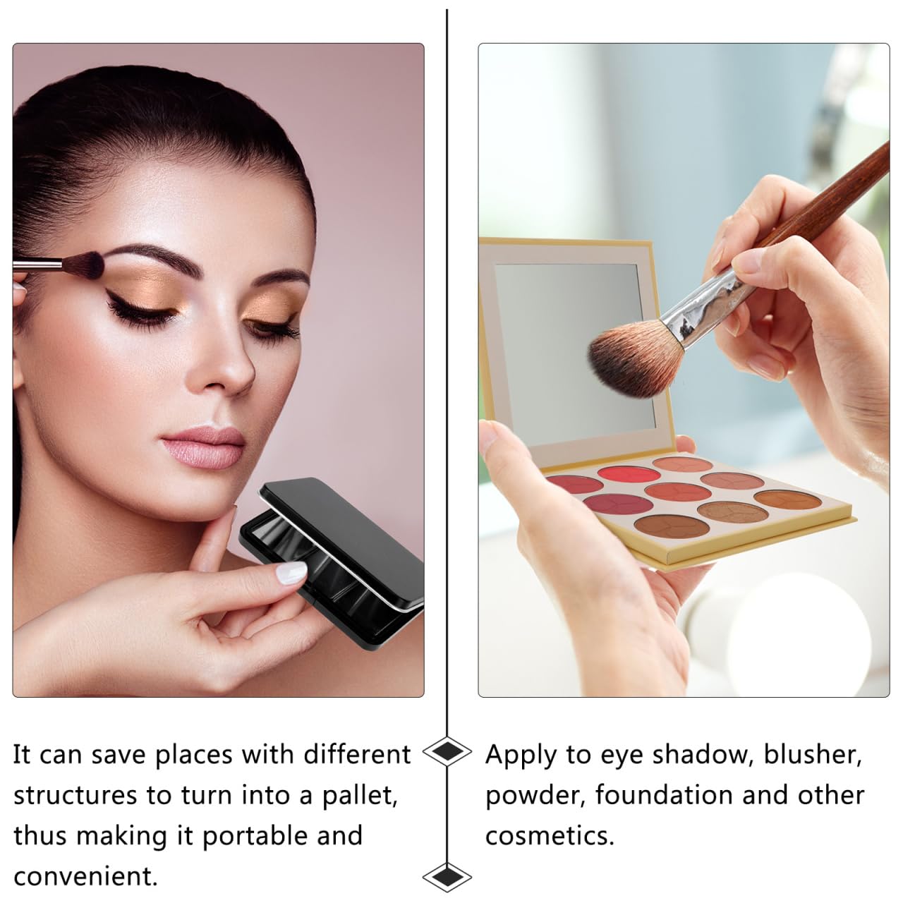 Didiseaon Multi-Function Diy Eyeshadow Storage Box Portable Refillable Lipstick and Blusher Container Lightweight Makeup Case for Travel and Daily Use