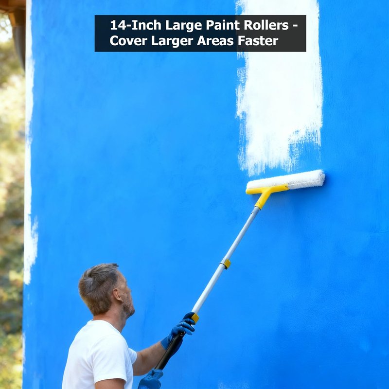 Great Andrew 3-Pack Paint Roller Covers, 14 Inch 1/2" Nap Microfiber Roller Sleeves for Walls, Ceilings, Smooth & Semi-Smooth Surfaces