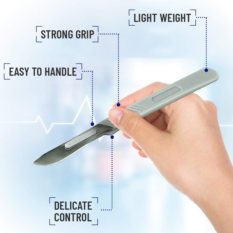 MyMed Disposable Scalpel #10 and #11 Scalpel Blades, Pack of 10 Dermaplaning Blades w. Plastic Handle, Carbon Steel Dermablade Blades Individually Wrapped 5x10 Blade and 5x11 Blade, Sterile