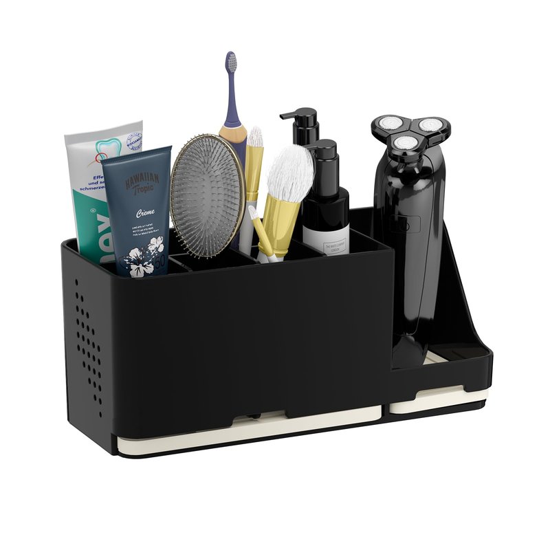 JUMEIHUI Large Electric Toothbrush Holder - 8 Slots with Quick-Dry Diatomite Base, Fits Sonicare & All Major Brands, Bathroom Countertop Organizer (Black)