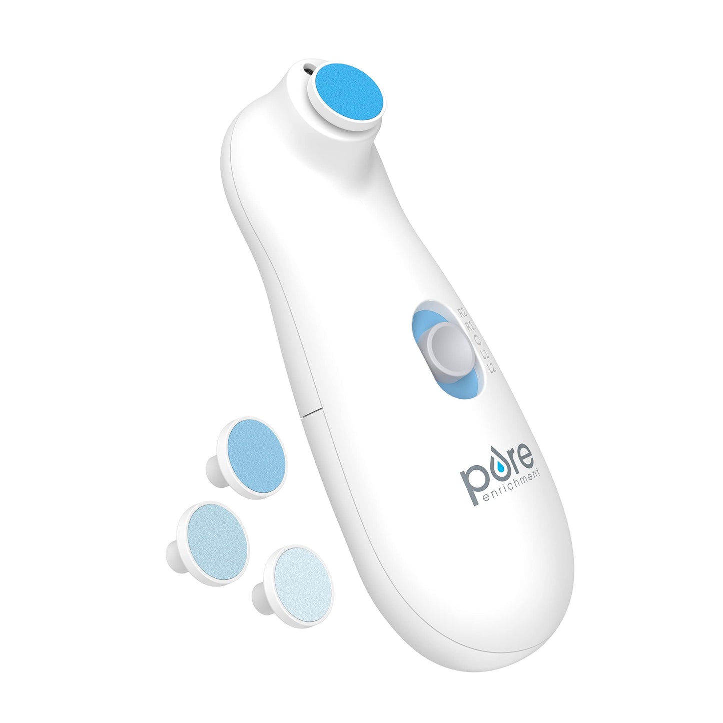 PureBaby Electric Nail Trimmer - New & Improved 6-Piece Cordless Nail Drill, 4 Attachments, 2 Speeds with Bidirectional Rotation, LED Light, Hidden File Storage, & Carrying Case for Newborns & Baby