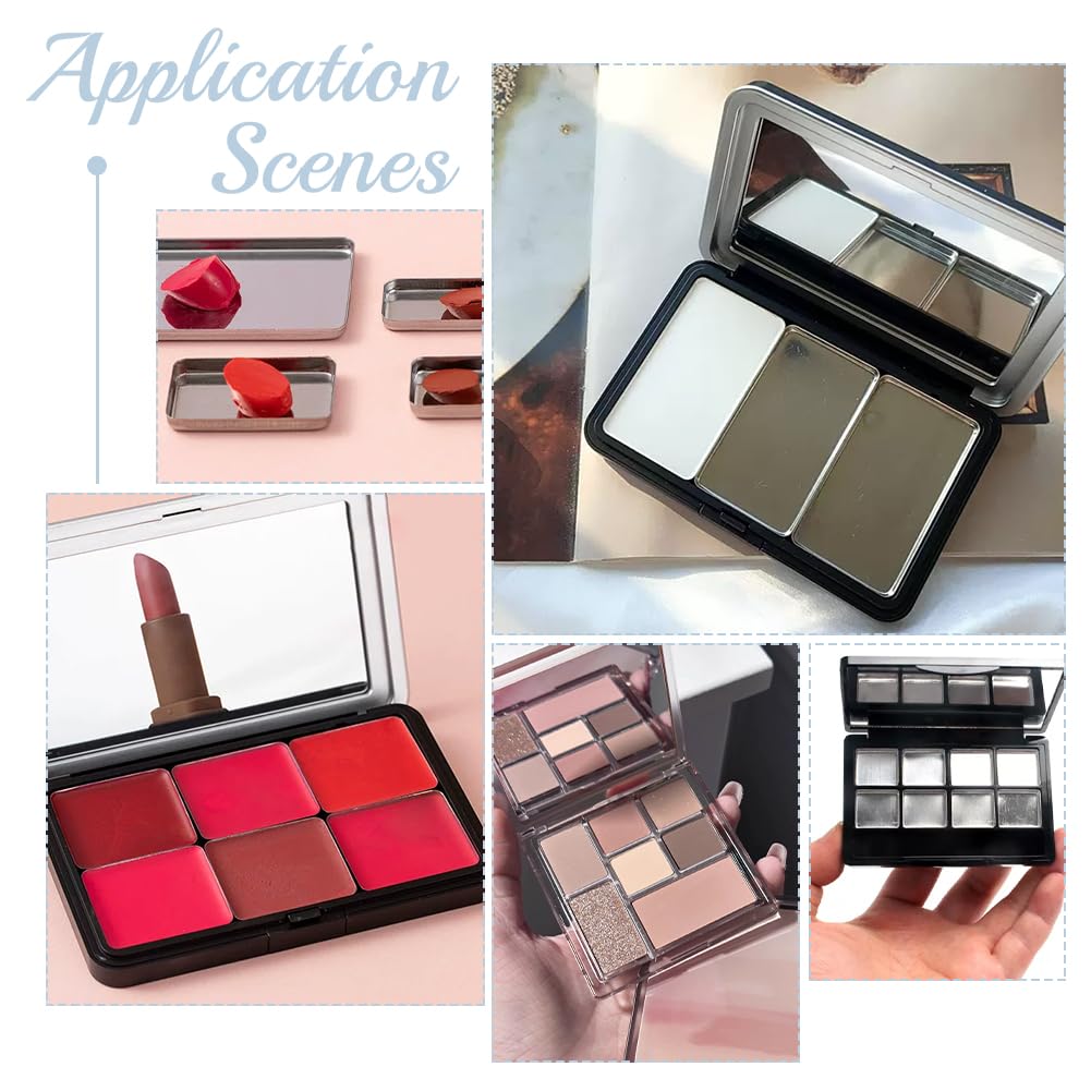 Empty Eyeshadow Pans - 80pcs Non-Magnetic Aluminum Mini Rectangle Palette for DIY Makeup | 16mm/19.5mm/26.5mm/27mm