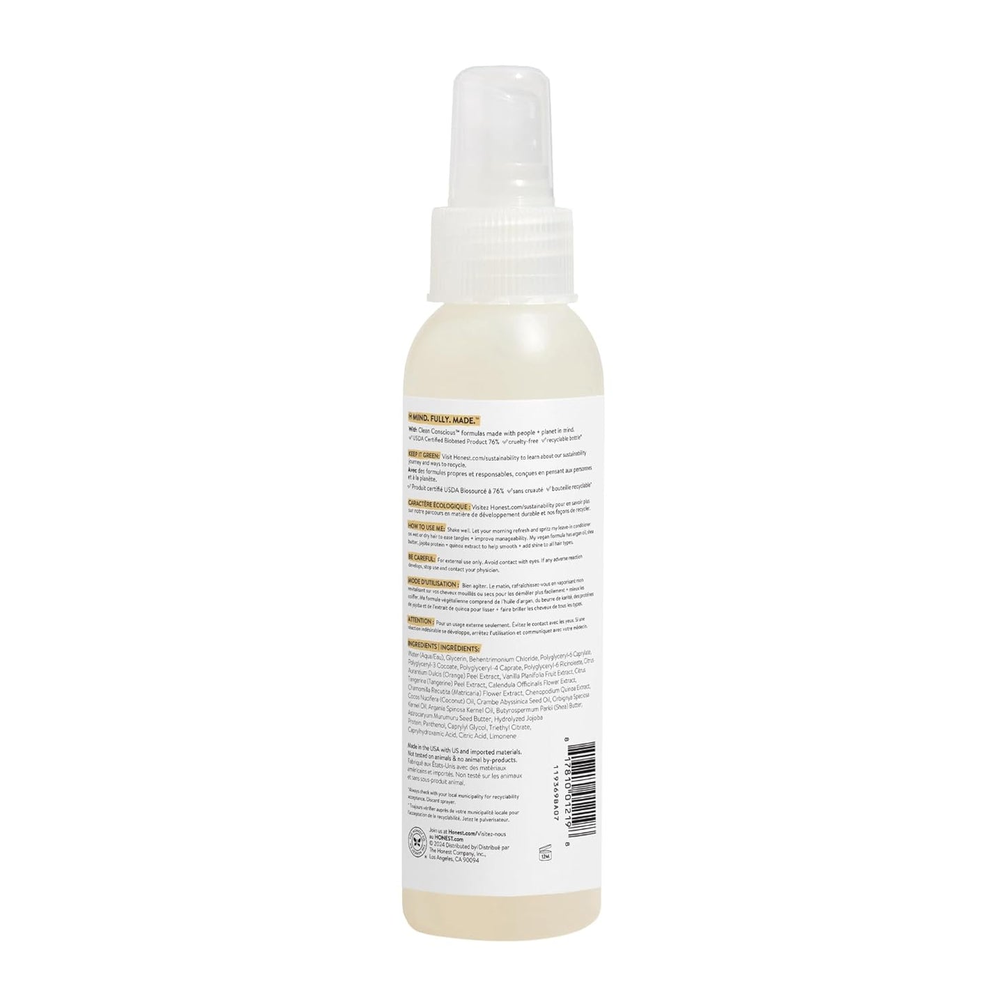 Conditioning Hair Detangler Spray - Tear-Free, Hypoallergenic Leave-In Conditioner | Citrus Vanilla, 4 fl oz