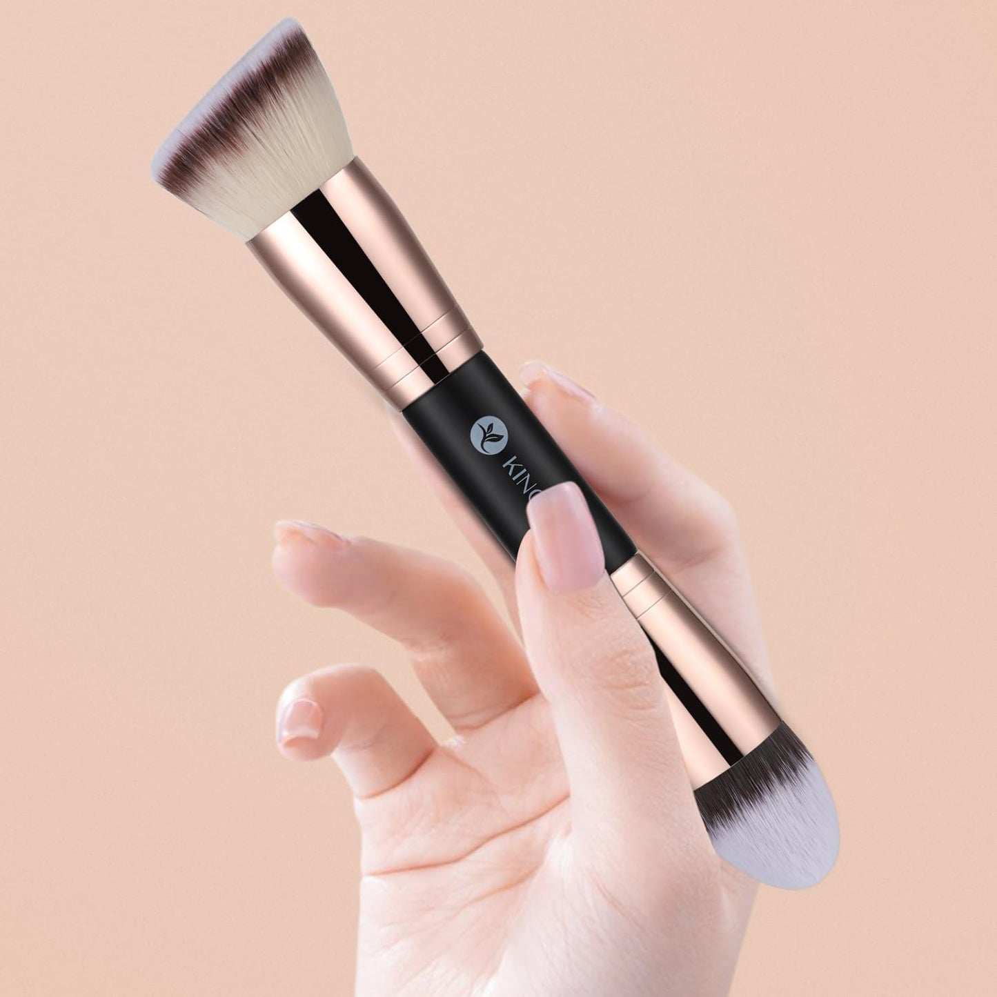 KINGMAS Foundation Brushes, 2Pcs Premium Bronzer Brush Double Ended Contour Makeup Brushes for Buffing Liquid, Cream, Powder, Blending Face Makeup