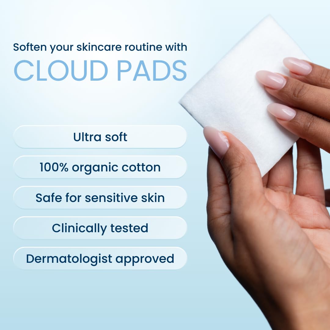 Clean Skin Club Cloud Pads - Ultra-Soft Organic Cotton Face Pads | 60 Count, Dermatologist-Approved Makeup Remover