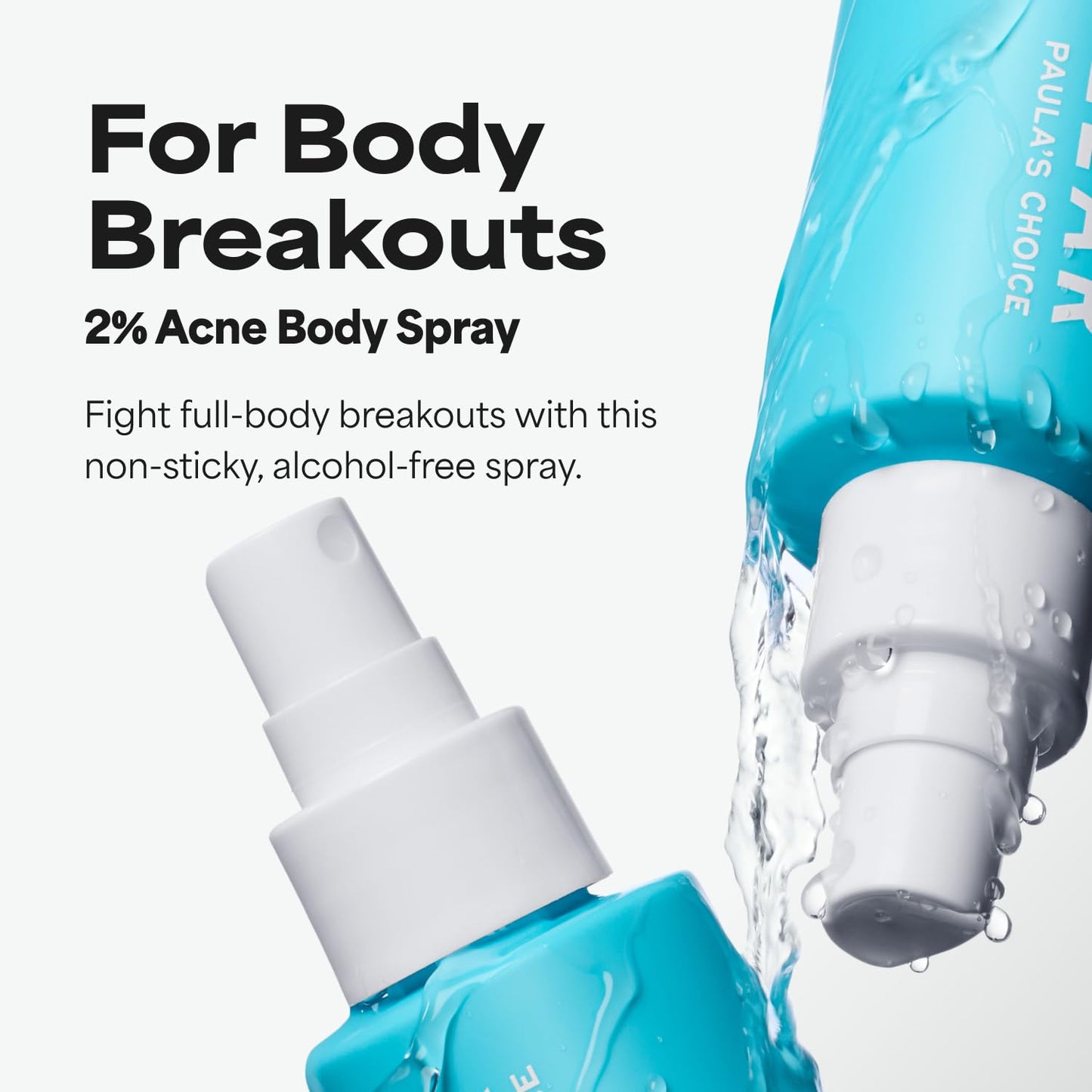 Paula's Choice CLEAR Exfoliating Back & Body Acne Spray, Bacne Spray with 2% BHA Salicylic Acid Back Acne Treatment for Clogged Pores, Blackheads & Breakouts, Alcohol-Free, Fragrance-Free, 4 Fl Oz