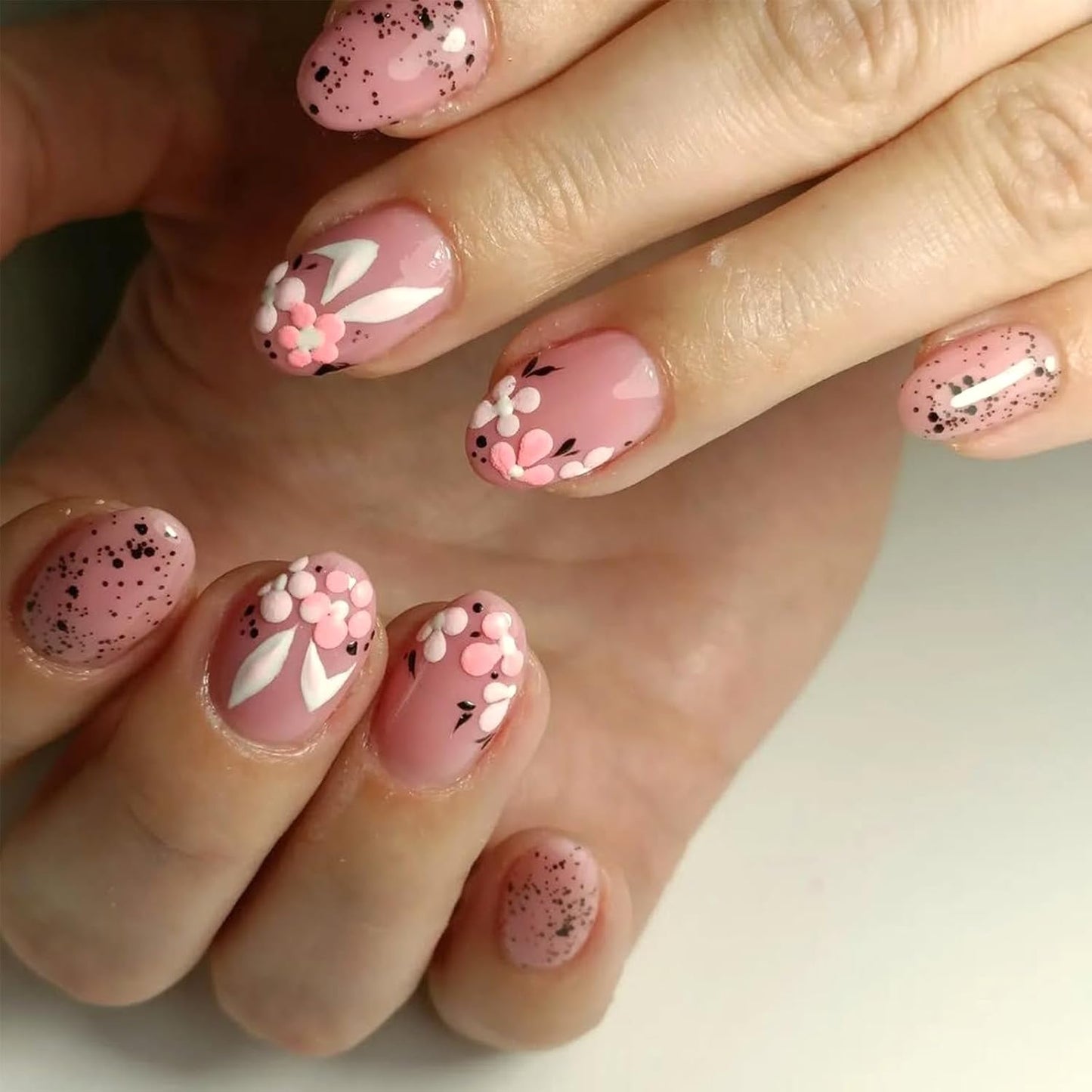 Colorful Gradient Press-On Nails - Medium Almond Summer Sunset | Reusable Glossy Full Cover 24 Pcs with Adhesive Stickers