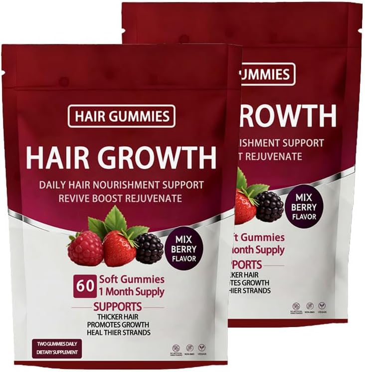 Lumin Hair Growth Gummies - Biotin & Collagen for Thicker Hair | Mixed Berry, 60 Count