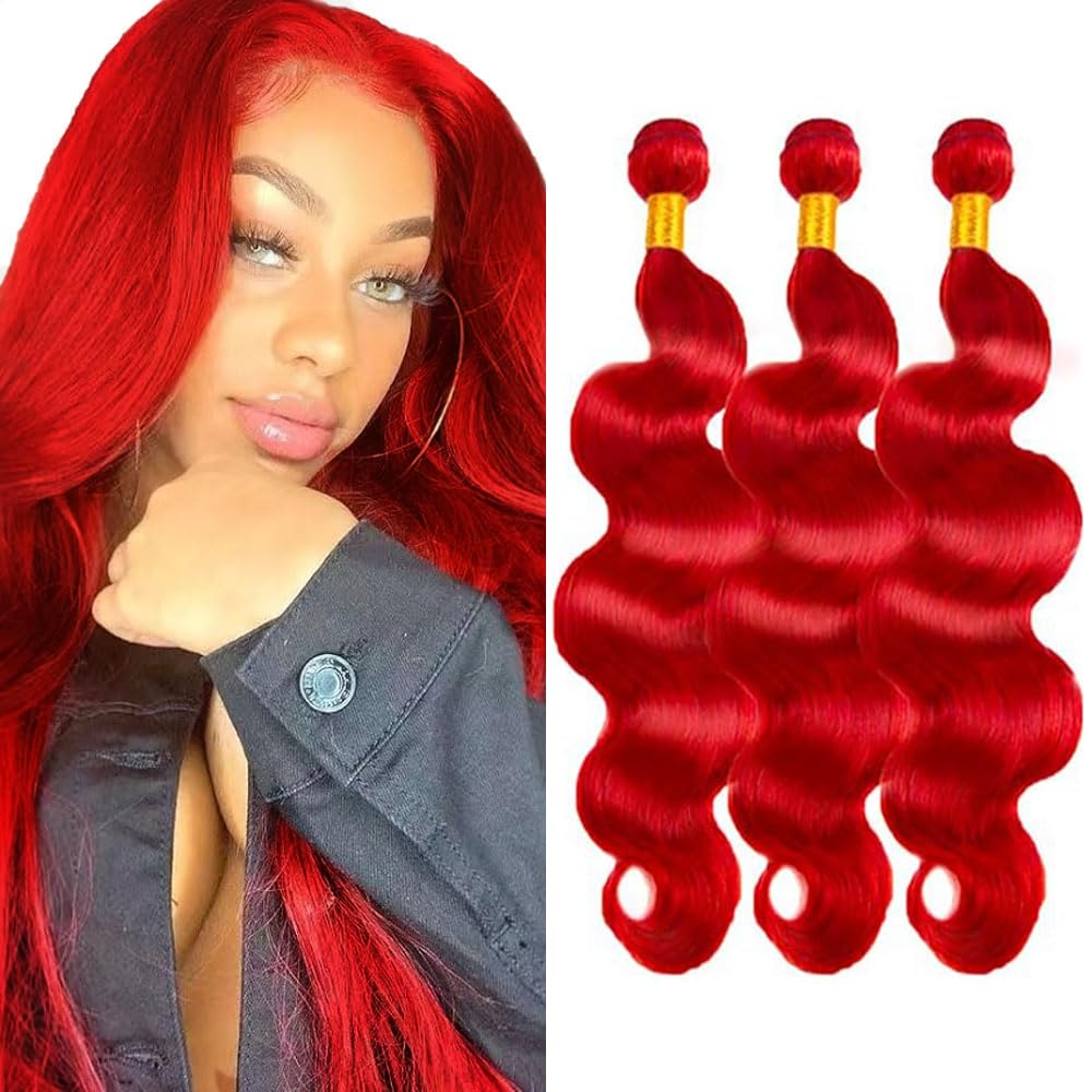 Red Bundles Red Bundles Human Hair 14 16 18 Inch Unprocessed Virgin Double Weft Burgundy Bundle Hair Extensions
