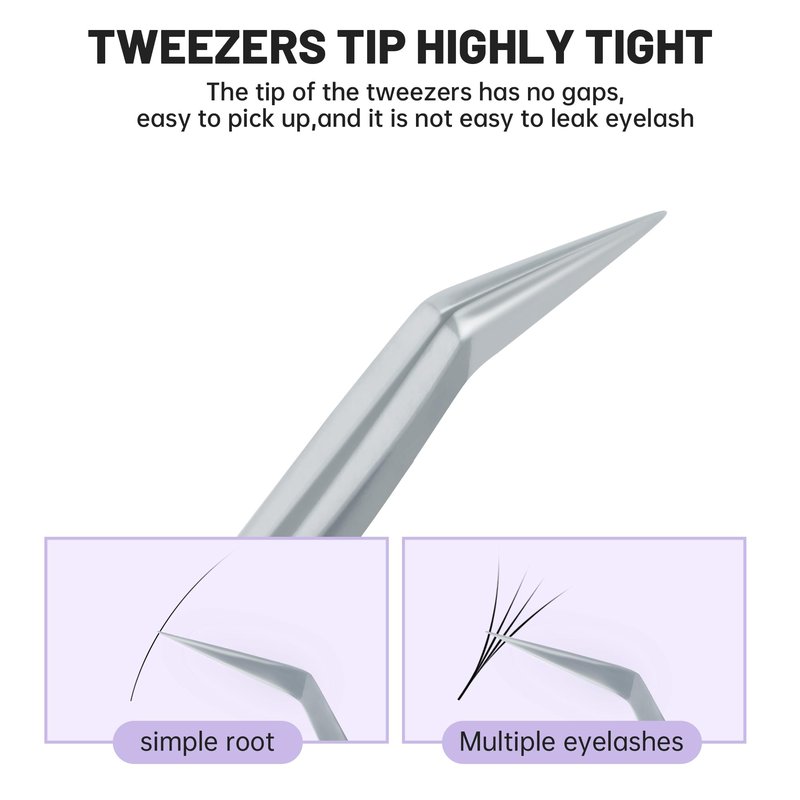 Natuhana High Precision Lash Tweezers for Individual and Volume Eyelash Extensions Premium Stainless Steel Curved Fiber Tip Professional Isolation Tweezer