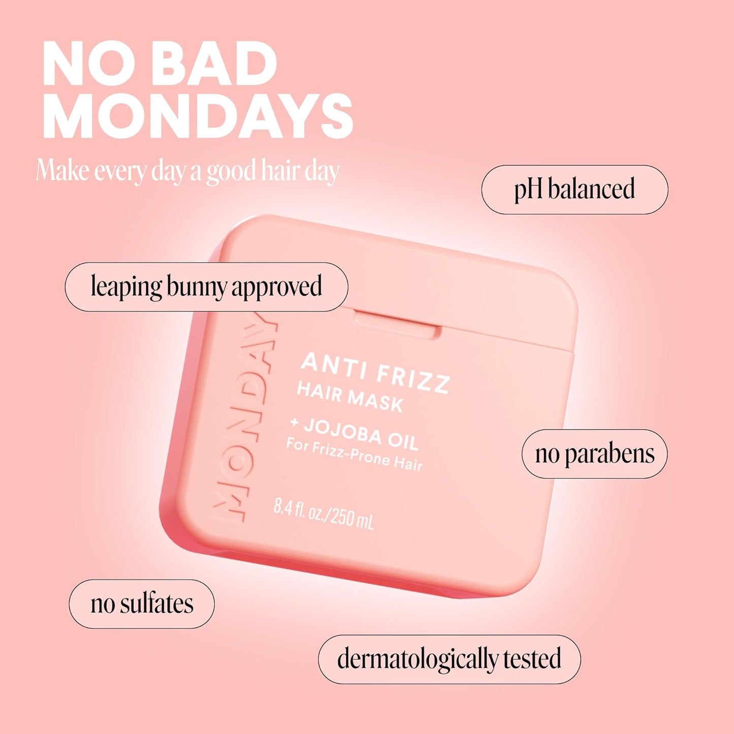 Monday Haircare Anti-Frizz Hair Mask - Nourishing Shea Butter & Oils for Frizz-Prone Hair | 250 mL Dual Pack