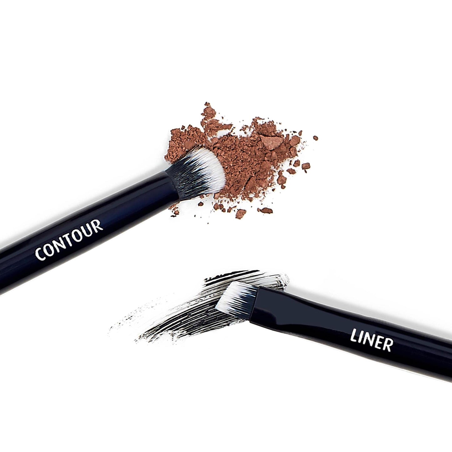 Lune+Aster Eye Definer Duo Brush | Dual-Ended Eye Makeup Brush To Apply Eyeliner, Blend Eyeshadow. Made with Alumium Handle, Vegan Bristles.