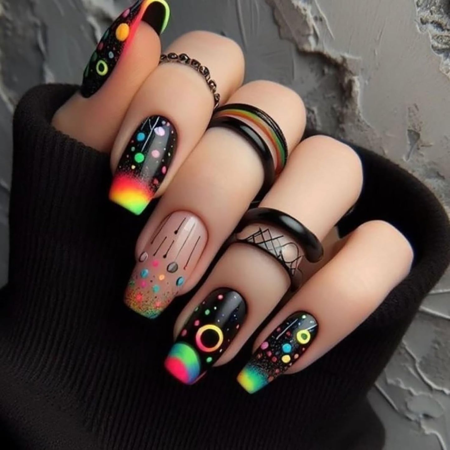 Mushroom Press-On Nails - Medium Flower Fantasy Design | Glossy Full Cover Ballet Shaped Fake Nails for Women