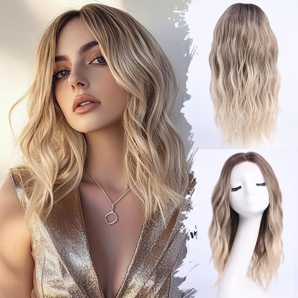 Wavy Wigs for Women - 18 Inch Medium Length Synthetic Wig | Natural Looking & Heat Resistant - Black