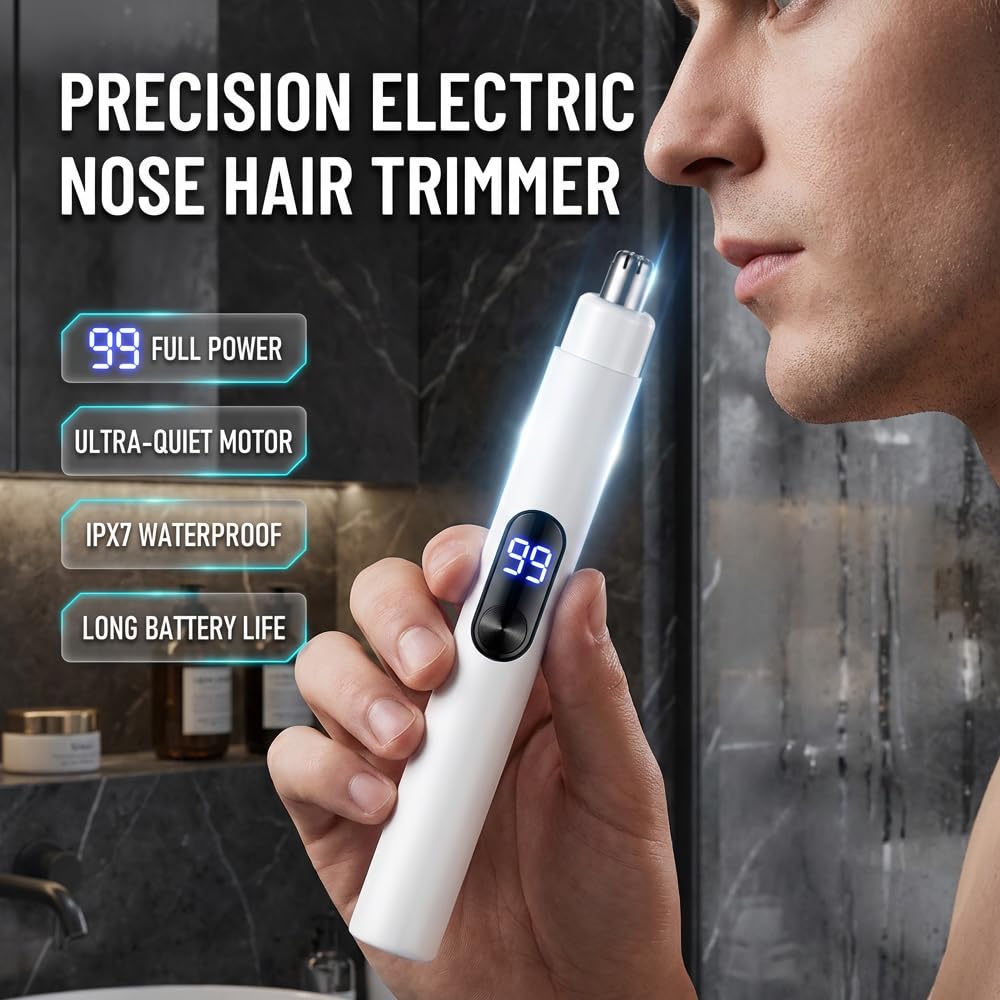 SENOY Nose Hair Trimmer for Men, 2026 New Electric Ear and Nose Hair Trimmer with LED Display, Type-C Rechargeable Mens Nose Hair Trimmer, Great Gifts for Elder, Dad (Mix-2PCS)