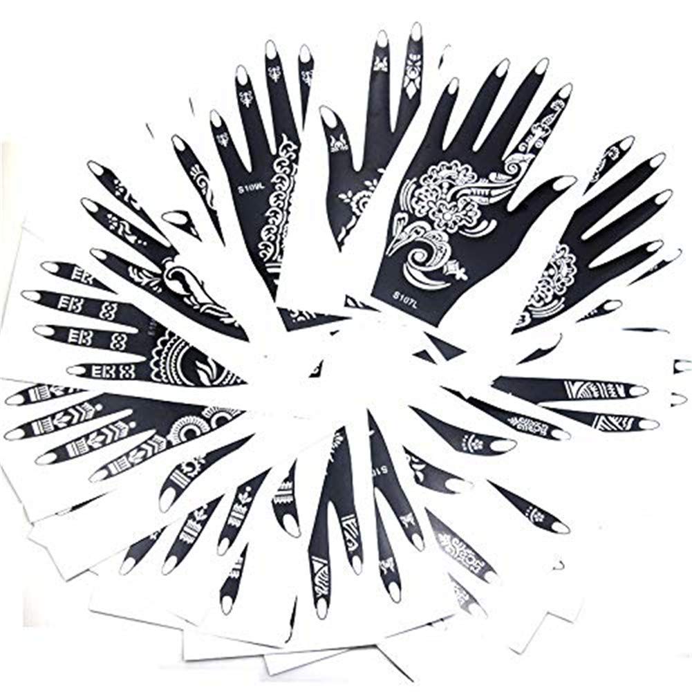 Henna Tattoo Stencil Kit - 20 Sheets of Indian Arabian Temporary Tattoo Templates | Mehndi Body Art