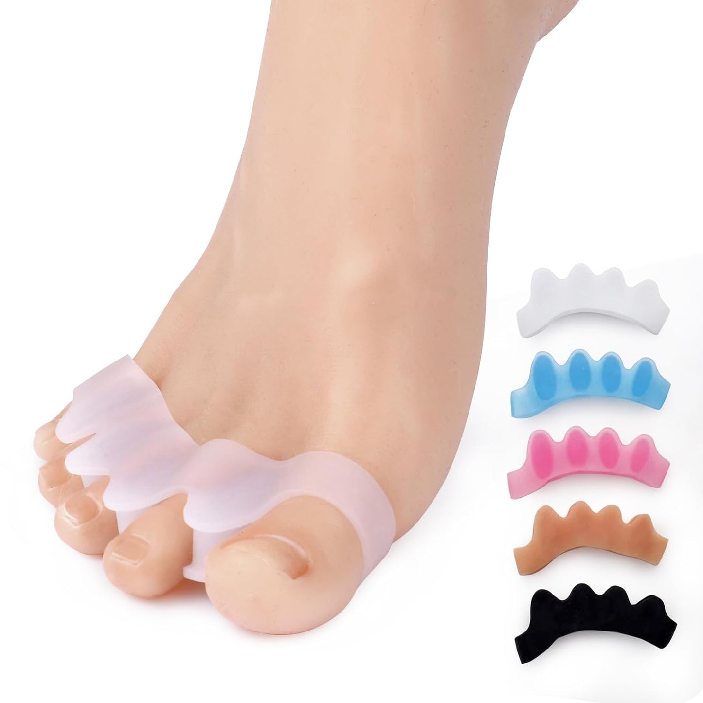 ActiveFlow Blue Toe Spacers - Bunion Corrector & Hammer Toe Straightener | Gel Toe Separators for Running & Yoga (2 Pairs)