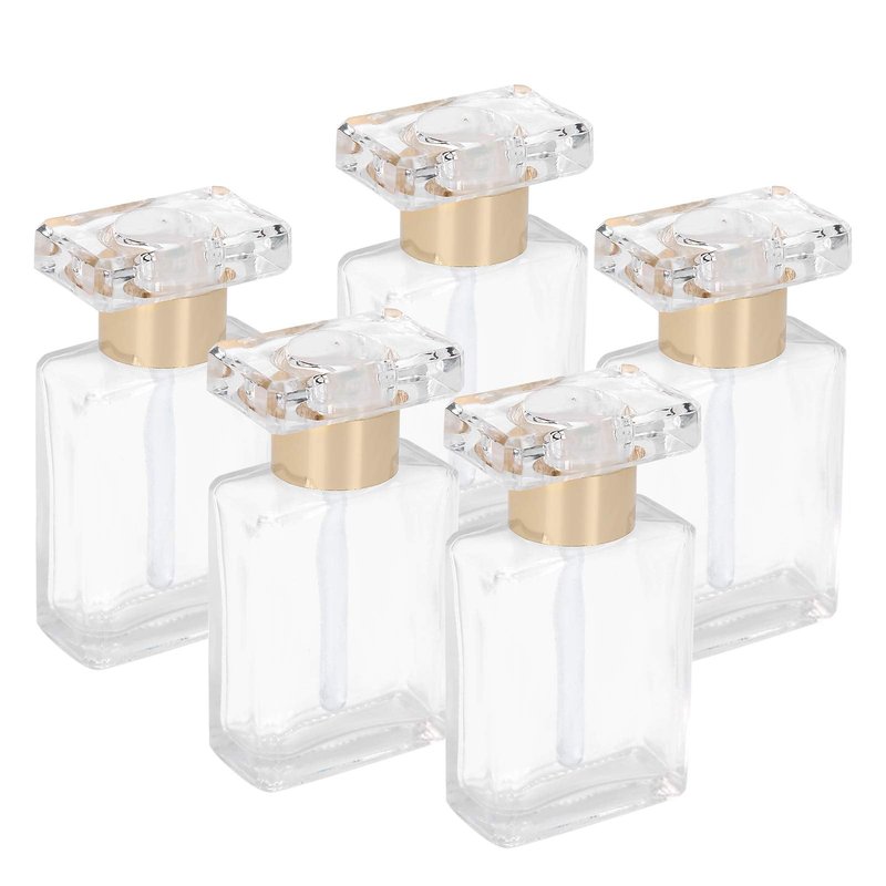 5pcs Clear Glass Empty Perfume Bottles, Travel Portable, Refillable Perfume Bottles, 17ml. Compact design, perfect for storing perfumes and essential oils.